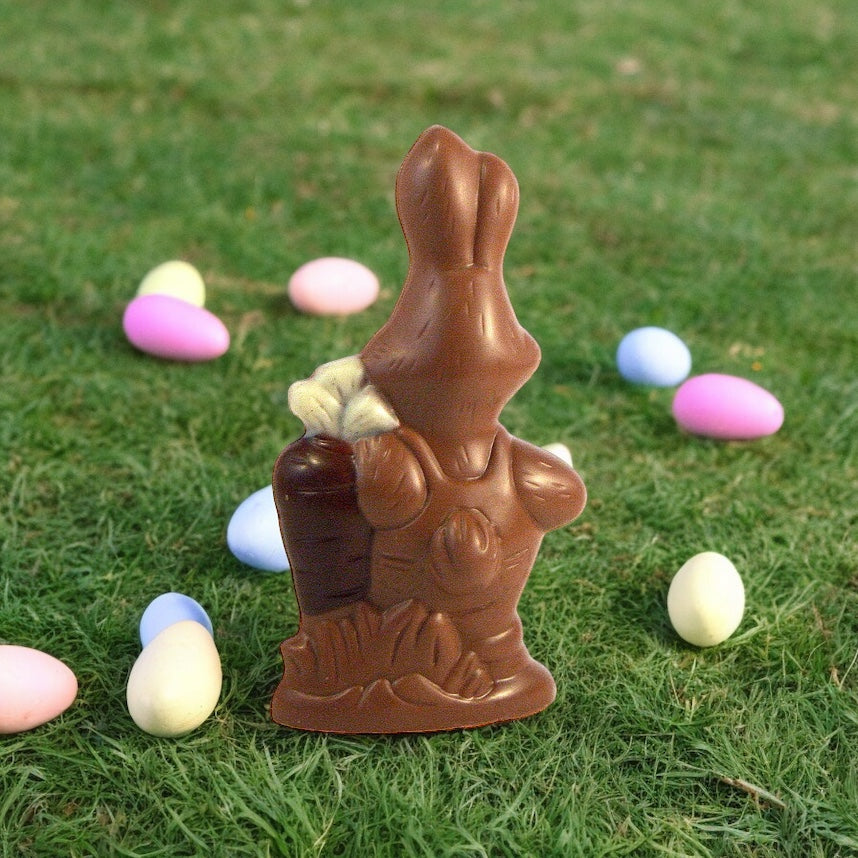 Decorated Milk Chocolate Bunny with a Carrot - 150g