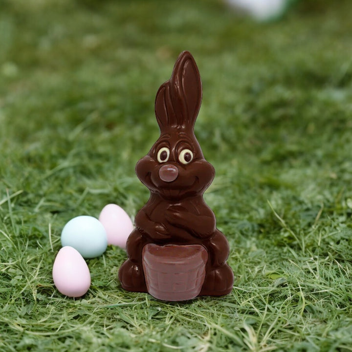 Decorated Dark Chocolate Bunny on a Basket - 125g