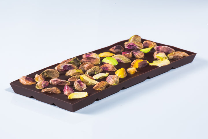 Dark 75% Chocolate Bar with Pistachios